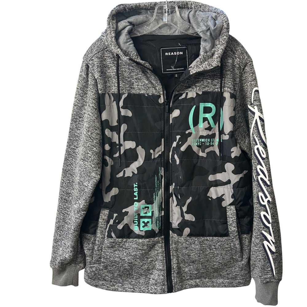 Reason Camo Puffer Hoodie‎ Full Zip Jacket Greenwich St. Mens Size S